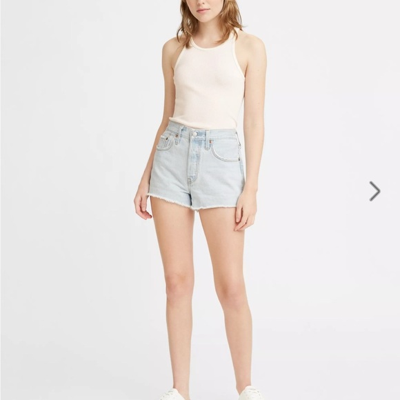 Women's Light Blue Denim Shorts 501® LEVI'S® ORIGINAL SHORTS - Picture 1 of 9